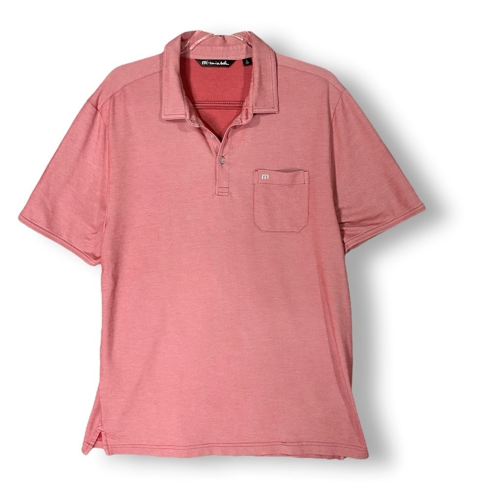 Travis Mathew Pima Cotton Mens Polo Shirt Sz L Golf Sport Heathered Red